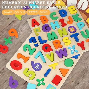 Toptan ahşap Montessori kurulu oyunu alfabe numarası şekil bulmaca öğrenme eğitici oyuncaklar çocuklar için - Product Image 3