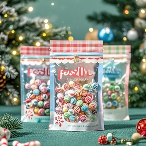MOQ 200pcs Digital Print Custom Large clear Cotton Candy Bags clear Bag Candy Zipper Plastic for <b>Christmas</b> - Product Image 2