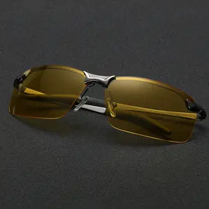 STOCK Aleación de alta calidad hombres UV400 visión nocturna polarizada lentes amarillas gafas de sol conducción nocturna gafas