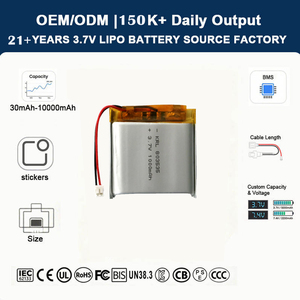 Bateria de íon de lítio polímero de alta capacidade 803535 1000mAh 3.7V com certificação KC, tipo pouch, para alto-falante Bluetooth, GPS, OEM. - Product Image 1