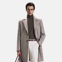 Manteau décontracté pour homme en laine 100% ultra-fine, double face, à col rabattu et simple boutonnage, pour un style sans effort