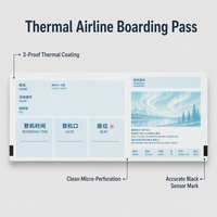 Billets d'avion personnalisés en carton thermique imprimé avec logo OEM, commande en gros, format sur mesure pour aéroports et compagnies aériennes