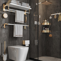 Ensemble d'accessoires de salle de bain CF Luxury Set Shelf, produits d'accessoires de salle de bain en aluminium blanc or, ensemble d'accessoires de salle de bain, ensemble d'accessoires de salle de bain pour toilettes