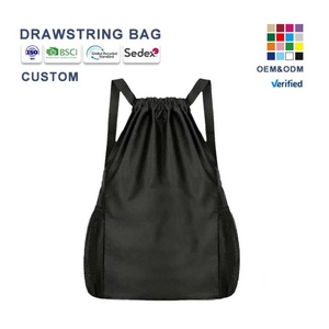 Bolsa de Gimnasio de Nailon y Poliéster Ligera con Logotipo Impreso Personalizado, Bolsa de Compras Promocional Impermeable con Cordón - Product Image 1