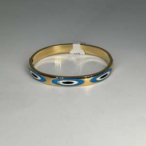 Bracelet tendance en acier inoxydable 316L plaqué or PVD, motif œil bleu, accessoire de bijouterie pour femme - Product Image 1
