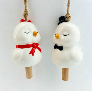 Juego de Campanas de Viento de Cerámica con Diseño de Pareja de Pájaros, Decoración Colgante para el Hogar y el Jardín - Product Image 1