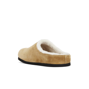 Factory Wholesale Unisex Warm Fuzzy Fur <strong>Lined</strong> Suede <strong>Clogs</strong> Closed Toe Winter Mule Slippers - Product Image 5