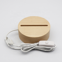 Support de lampe LED en bois rond alimenté par USB en gros, base de lampe de nuit pour acrylique