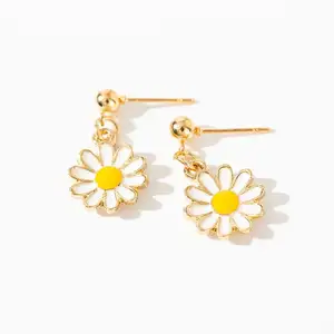 Korean Style Small Chrysanthemum Flower S925 sliver Stud Earrings for Women with Personalized and Fresh Design