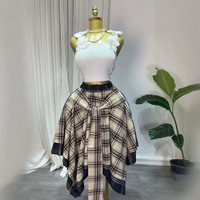 Jupe longue plissée asymétrique Y2K chic pour femme, taille haute, coupe ajustée, style A-line, à carreaux, avec lacets, collection été 2026