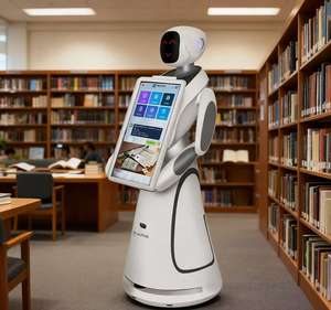 Robot <span class=keywords><strong>de</strong></span> servicio <span class=keywords><strong>de</strong></span> biblioteca Amy AI con pantalla táctil | Guía inteligente y asistente <span class=keywords><strong>de</strong></span> información - Product Image 2