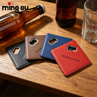 Sous-verre double fonction pour bureau d'entreprise, bar, sous-verre en cuir personnalisé de qualité supérieure avec logo personnalisé, ouvre-bouteille