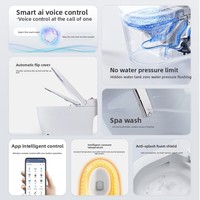 WC intelligent en céramique léger, entièrement automatique, à poser au sol, avec chasse d'eau Super Vortex, siège antibactérien chauffant intégré