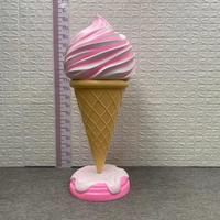 Figurine en fibre de verre support personnalisation marques de cornet de crème glacée en résine/signe de cône de crème glacée/statue de fonte de crème glacée popsicle