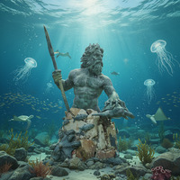Décoration de jardin extérieure - Vente flash - Statue classique grecque célèbre du roi Neptune - Sculpture en bronze de Poséidon