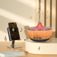 Diffuseurs d'arômes en bois grainé, diffuseurs d'huiles essentielles ultrasoniques, humidificateurs d'air avec haut-parleur Bluetooth