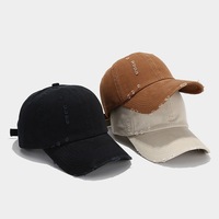 Casquette de baseball délavée à logo usé, couleur unie, style décontracté pour femme, casquette souple personnalisée