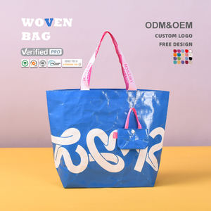 Gerecycled Custom Logo Formaat Kleur Gelamineerd Eco Carry Shopping Tote Geweven Tas Met Dubbele Handgrepen - Product Image 1