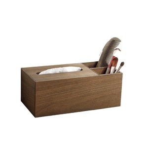 Caja de pañuelos de madera con compartimento de almacenamiento, diseño moderno para sala de estar, escritorio, coche, baño - Product Image 2