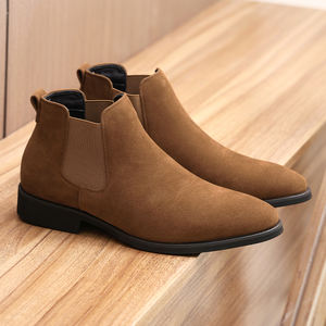 Bottes Chelsea en daim marron pour hommes, chaussures rehaussantes élégantes, vente en gros - Product Image 5