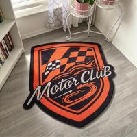 Tapis tufté personnalisé en forme de logo OEM en gros, tapis moelleux avec emblème de marque pour merchandising