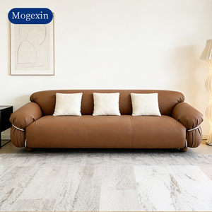 Juego de Sofás de Cuero Italiano Moderno con Reclinables para Sala de Estar, Apartamento, Centro Comercial, Hotel, Villa, Uso Interior - Product Image 1