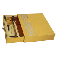 Vente en gros OEM de boîte à tiroirs de luxe en carton or jaune avec logo argenté pour barre de chocolat emballage haut de gamme avec fonction de gaufrage