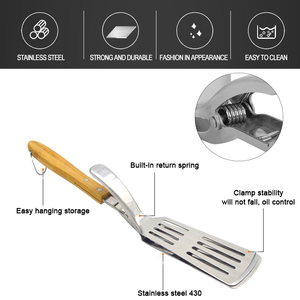 Espátula de barbacoa 2 en 1 de acero inoxidable de doble cara, pala para barbacoa, herramienta de camping, pinza para alimentos, pinzas para voltear, <span class=keywords><strong>utensilios</strong></span> de <span class=keywords><strong>cocina</strong></span> - Product Image 4