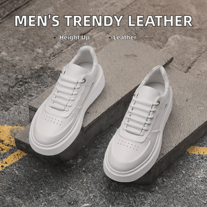 Baskets blanches épaisses pour hommes, à lacets, plateforme, chaussures décontractées, antidérapantes, bout rond, streetwear - Product Image 2