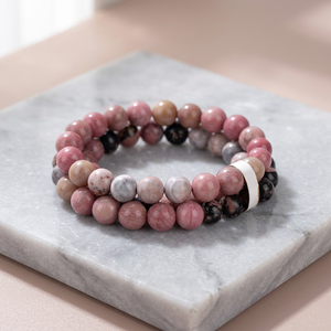 Bracelets en pierre naturelle perlée, ronds roses, style bohème, bijoux cadeau unisexe - Product Image 2