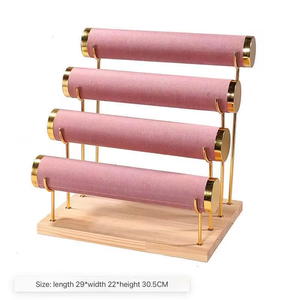 Soporte de lujo para pulseras de terciopelo de 1/2/3/4/5 niveles, organizador de reloj, barra T dorada, brazaletes de madera, diadema, soporte para exhibición de joyería - Product Image 2
