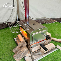 Poêle à bois portable Kawagebo Kamp (KK) en acier inoxydable 304 pour le camping en plein air avec verre de visualisation et tuyau de cheminée