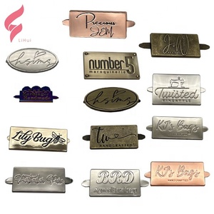Étiquettes de marque personnalisables écologiques LiHui avec motif de lettres pour vêtements, sacs et <span class=keywords><strong>bagages</strong></span>, étiquettes métalliques avec logo personnalisé - Product Image 1
