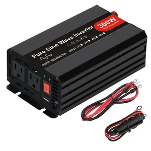 CXF-inversor de corriente de 300W para ordenador portátil, dispositivo de 12V a 110V de CA, con 1 USB 3,0 de carga rápida, 2 adaptador de salida de CA