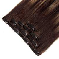 Extensiones de Cabello con Clip, Puntas Completas, Color Castaño Oscuro, Remy, Invisibles, Cabello Virgen en Paquetes