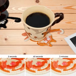 Sottobicchiere |   <span class=keywords><strong>Regali</strong></span> per Amanti dei Gatti, Sottobicchieri Creativi Intrecciati Divertenti, Graziosi Sottobicchieri per Caffè per Arredamento Casa e Tavola - Product Image 6