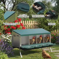 Nichoir à poules JH-Mech personnalisé, ventilé, à accès facile, 3 compartiments, pliable, en acier galvanisé argenté, pour la ponte des œufs