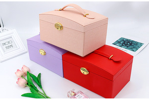 <b>Big</b> Jewellery Handle Shipping <b>Box</b> Cases For <b>Jewelry</b> Storage <b>Jewelry</b> Case Leather <b>Jewelry</b> Packaging Case - Product Image 4