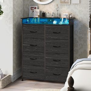 Tour de rangement <span class=keywords><strong>haute</strong></span>, entrée, placard, couloir, salon, <span class=keywords><strong>commode</strong></span> noire, chambre à coucher, étroite, 8 tiroirs en tissu, commodes - Product Image 1