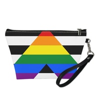 Pochette cosmétique personnalisée en similicuir PU, thème Arc-en-ciel Straight Ally, pour les voyages, le rangement sur coiffeuse et la vente en gros