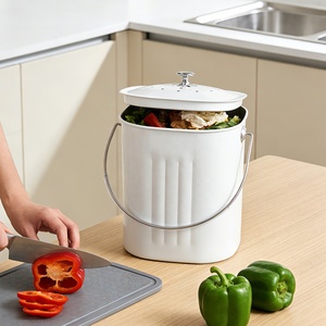 White Rectangular Food Waste Storage Bucket With Lid For <b>Kitchen</b> Indoor Use - Product Image 2