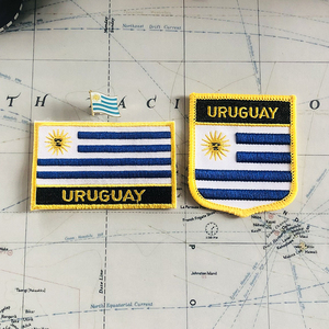 Parches Bordados con la Bandera Nacional de URUGUAY, Insignia en Forma de Escudo y Pin Cuadrado, Juego para Decorar en Brazalete de Tela o Mochila - Product Image 1