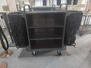 Chariots de nettoyage de linge de préposé de <span class=keywords><strong>chambre</strong></span> d'hôtel robustes chariot d'entretien ménager de concierge pour un nettoyage efficace du linge - Product Image 5