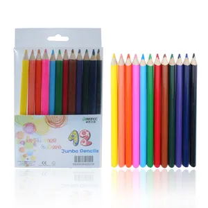 Diskon besar SET pensil warna 12 18 24 warna segitiga NATURAL popler pensil warna kayu