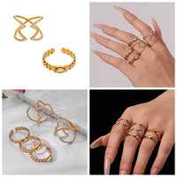 Bague tendance en acier inoxydable avec zircon pour femme, ajustable, motif croix ajourée, style chaîne, style Ins