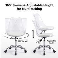 Chaise pivotante légère en plastique pour salle à manger avec base à 5 étoiles plaquée, chaise de bureau de haute qualité pour salle d'étude