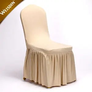 Evrensel Polyester Spandex dantelli etek streç sandalye kılıfı parti beyaz sandalye kaplamaları sandalye kılıfı s plastik kravat geri düğün için Slipcovers