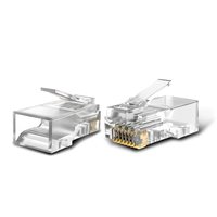 8P8C Connecteur réseau en cristal non blindé RJ45 CAT6 Contact en cuivre à double rangée perforé Trou traversant Tête perforée 8P8C