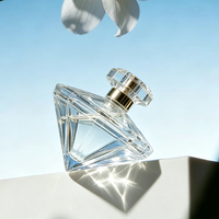 Nouveau design, magnifique flacon de parfum 70 ml, personnalisé, imprimé sur mesure, esthétique, flacons de parfum vides de luxe avec couvercle doré