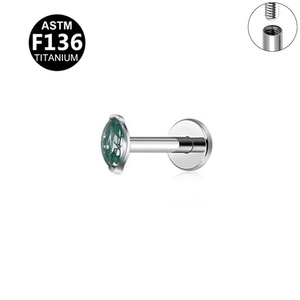 Boucles d'oreilles unisexe Gaby en titane ASTM-F136 à filetage interne avec pierre d'agate, vente en gros directe usine - Product Image 3